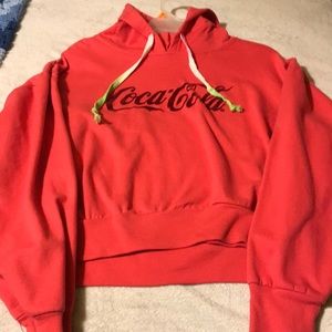 Coca Cola Crop Hoodie With Logo